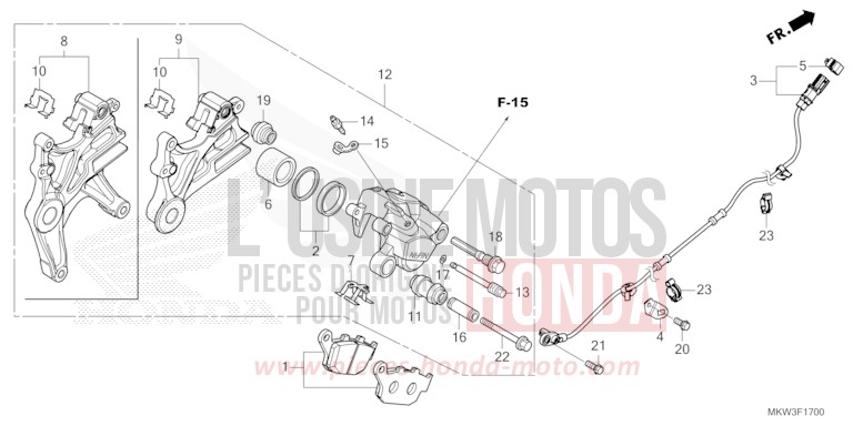 HINTERRAD-BREMSSATTEL von NC750X "Meca" GRAND PRIX RED (R380) von 2021